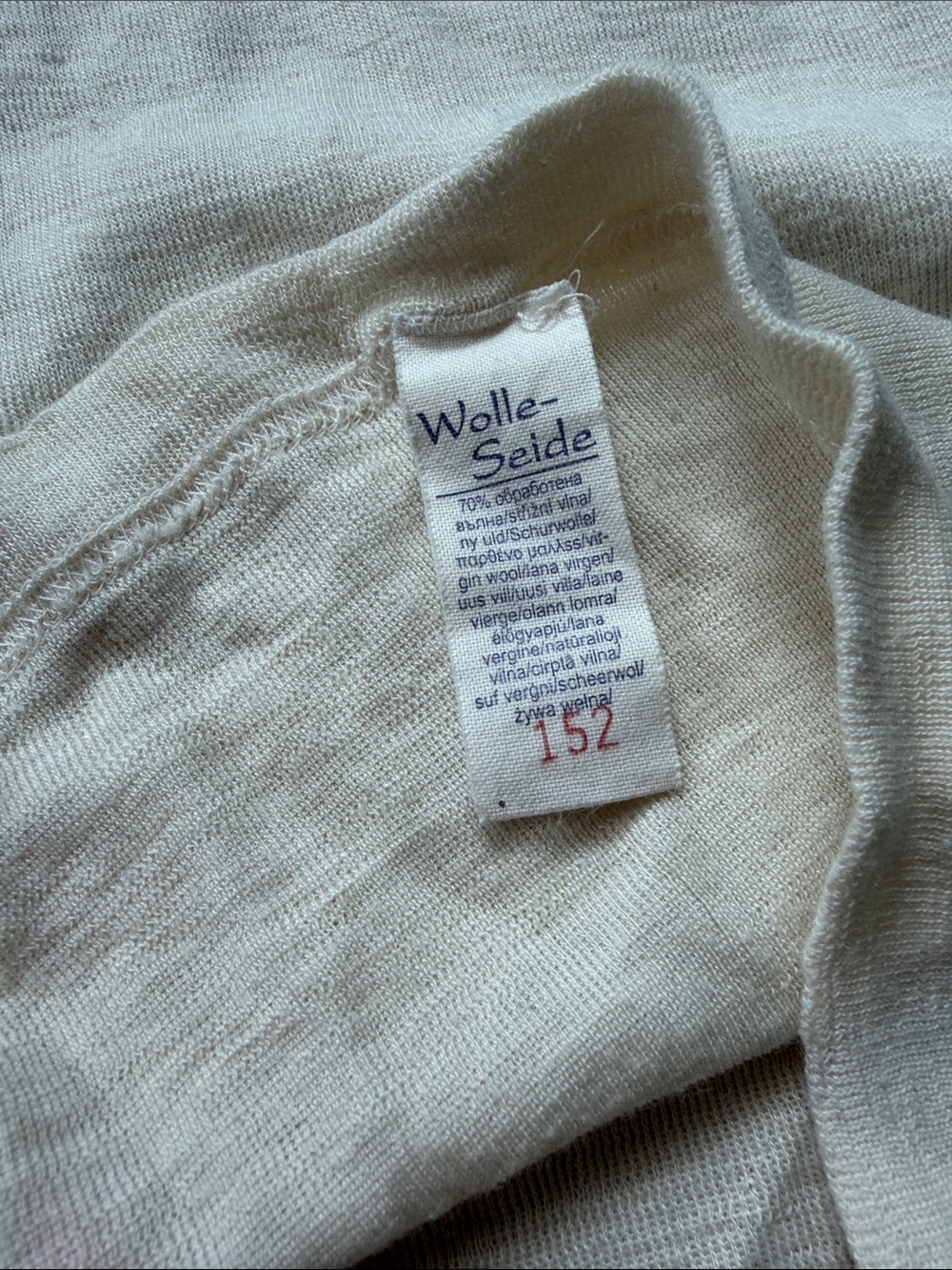 Cosilana German merino wool/silk crewneck cream short sleeve top sz EUR 152 - Picture 5 of 15